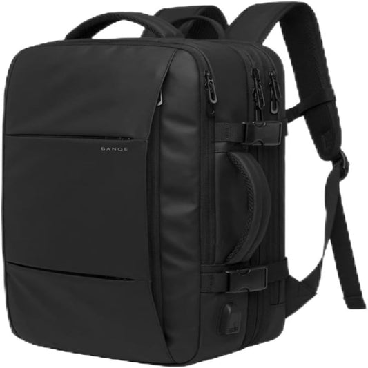 BANGE Mochila Executiva Expansível para Notebook de Até 17.3 Polegadas Bagagem de Mão para Viagens Impermeável Entrada USB para Carregador Portátil Design Discreto - Preta