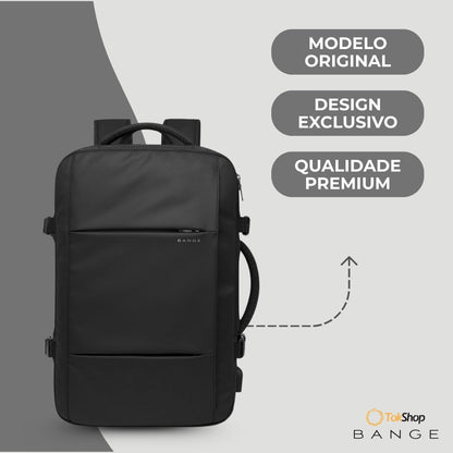 BANGE Mochila Executiva Expansível para Notebook de Até 17.3 Polegadas Bagagem de Mão para Viagens Impermeável Entrada USB para Carregador Portátil Design Discreto - Preta