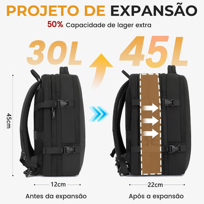 Mochila de Viagem Expansivel Grande Masculina Feminina,Mochila Avião para Notebook 17,Executiva,Antifurto,Reforçada,USB,Impermeável,Escolar,Faculdade,Trabalho,Presente