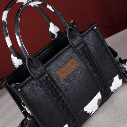 Bolsa feminina Wrangler com estampa de vaca e alça superior