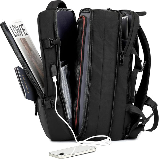 Mochila de Viagem Expansivel Grande Masculina Feminina,Mochila Avião para Notebook 17,Executiva,Antifurto,Reforçada,USB,Impermeável,Escolar,Faculdade,Trabalho,Presente