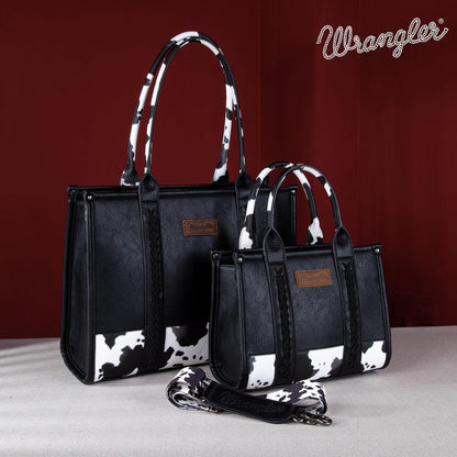 Bolsa feminina Wrangler com estampa de vaca e alça superior