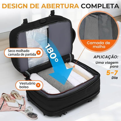Mochila de Viagem Expansivel Grande Masculina Feminina,Mochila Avião para Notebook 17,Executiva,Antifurto,Reforçada,USB,Impermeável,Escolar,Faculdade,Trabalho,Presente
